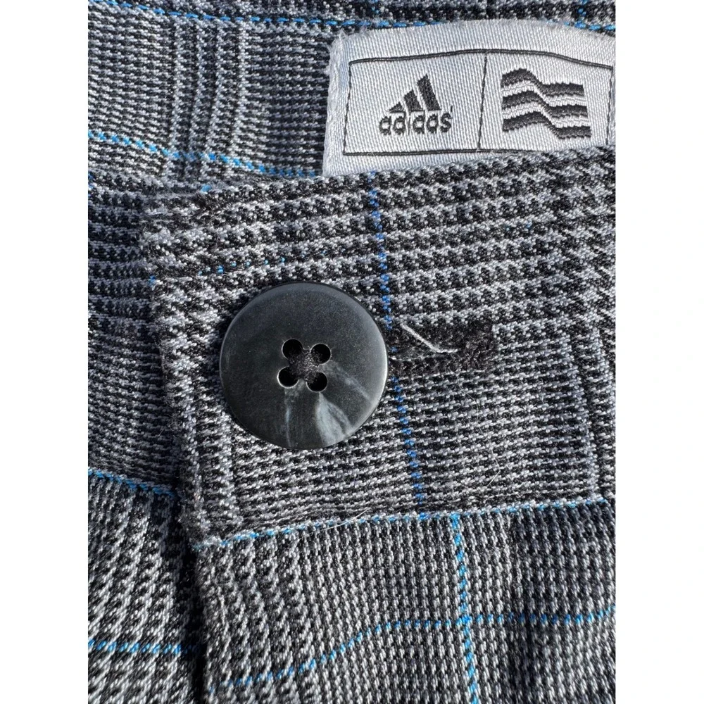 Adidas Mens Grey Glen Plaid Golf Pants 34x30 Blue Check Straight‎ Leg Trousers